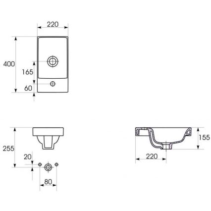 Cersanit S801-218-DSM - Meuble de salle de bains suspendu avec lavabo MODUO SLIM 40 x 22 cm, blanc laqué