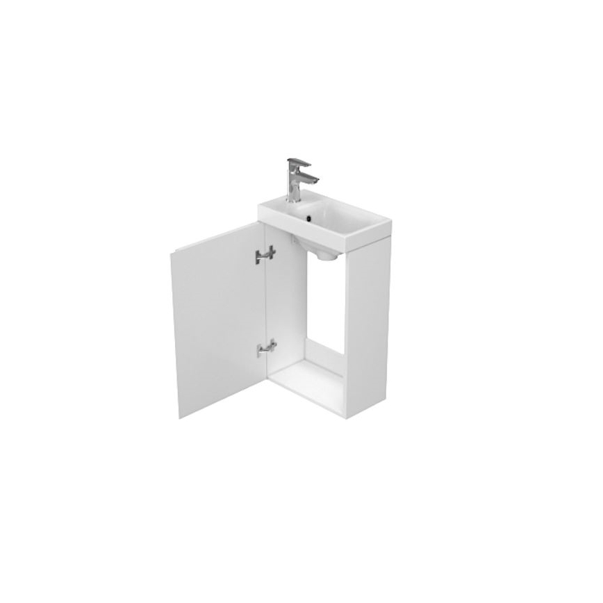 Cersanit S801-218-DSM - Meuble de salle de bains suspendu avec lavabo MODUO SLIM 40 cm, blanc laqué brillant