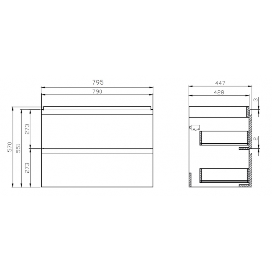 Cersanit S801-221-DSM - Hangend badmeubel met wastafel MODUO 80x45 cm glanzend wit