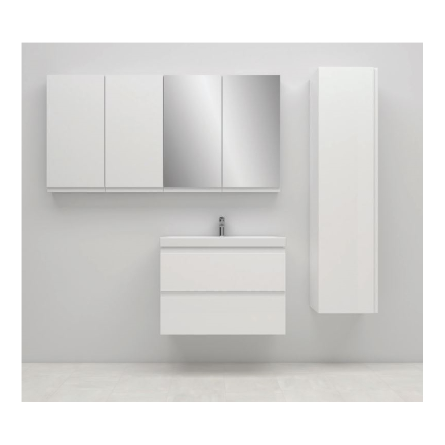 Cersanit S801-221-DSM - Meuble de salle de bains suspendu avec lavabo MODUO 80x45 cm blanc brillant