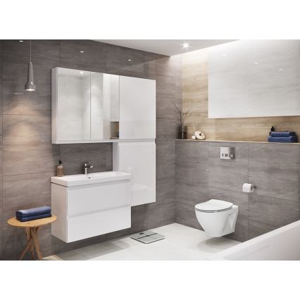 Cersanit S801-221-DSM - Meuble de salle de bains suspendu avec lavabo MODUO 80x45 cm blanc brillant