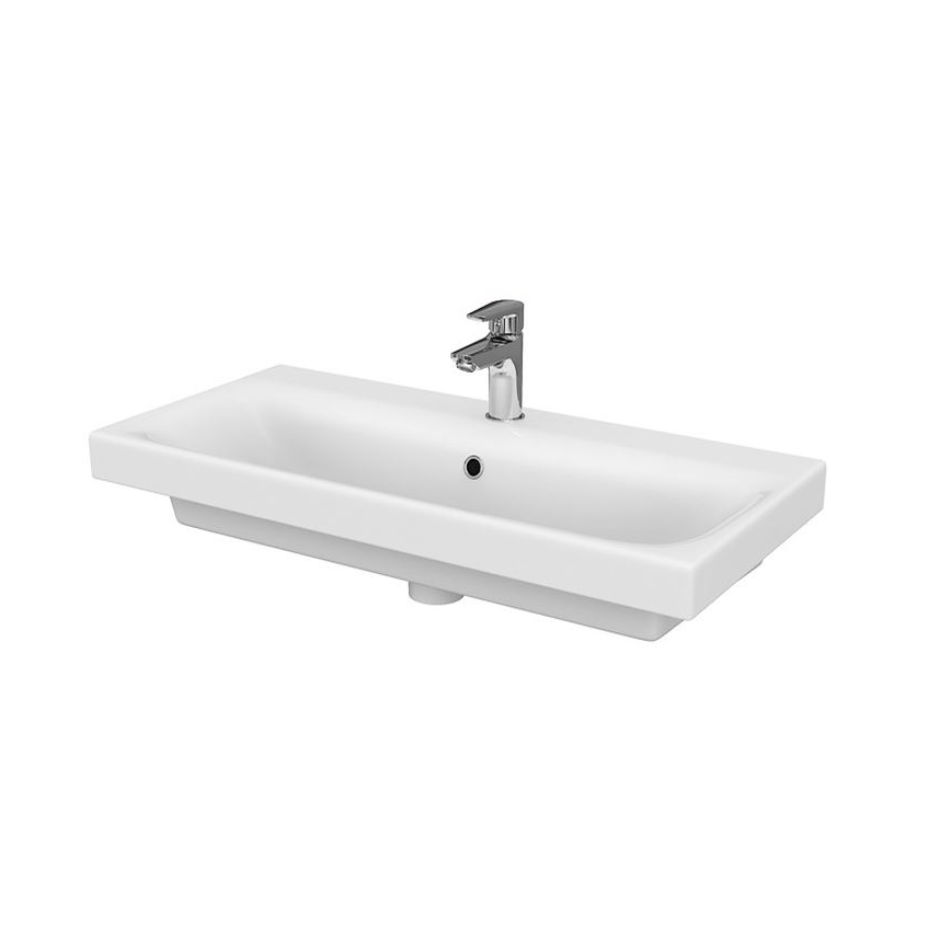 Cersanit S801-221-DSM - Meuble de salle de bains suspendu avec lavabo MODUO 80x45 cm blanc brillant