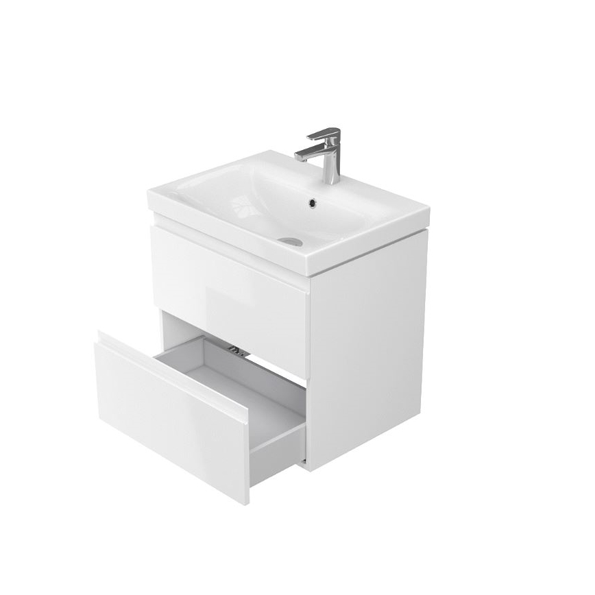 Cersanit S801-223-DSM - Hangende badkamerkast met wastafel MODUO 60x57x45 cm hoogglans wit
