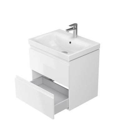 Cersanit S801-223-DSM - Meuble de salle de bains suspendu avec lavabo MODUO 60x45 cm blanc brillant
