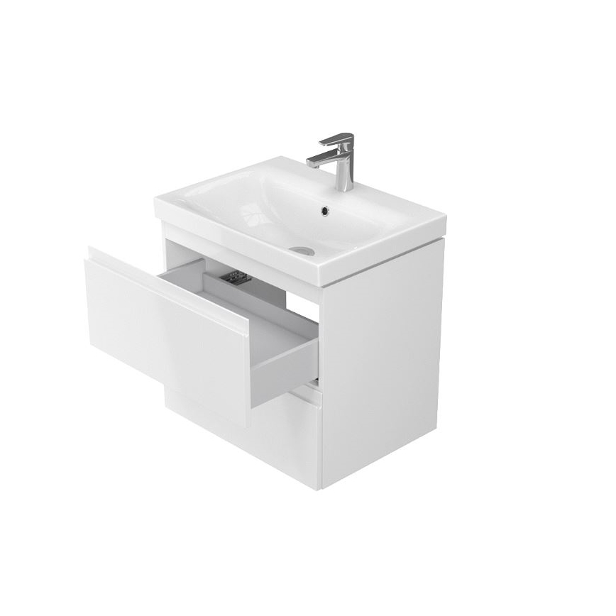 Cersanit S801-223-DSM - Meuble de salle de bains suspendu avec vasque MODUO 60x57x45 cm blanc brillant