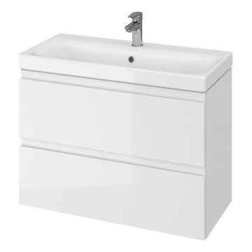 Cersanit S801-225-DSM - Armoire suspendue pour salle de bains avec vasque MEDA SLIM 62x80 cm blanc brillant