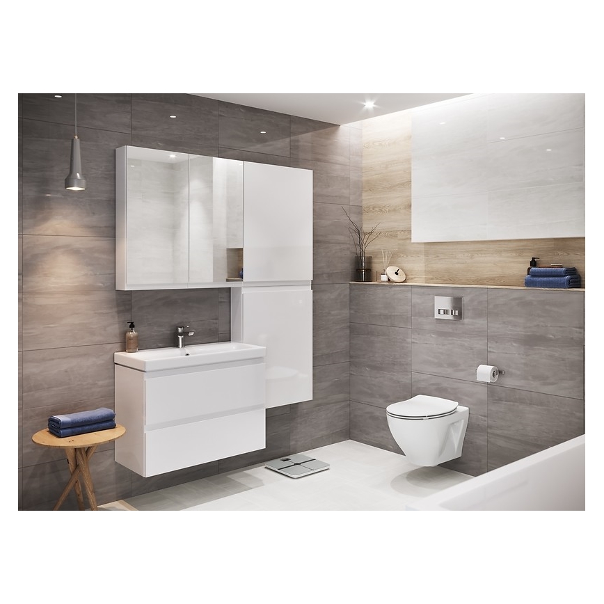 Cersanit S801-225-DSM - Hangend badkamermeubel met wastafel MODUO SLIM 80x57x38 cm hoogglans wit