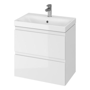 Cersanit S801-227-DSM - Meuble de salle de bains suspendu avec lavabo MODUO SLIM 60x57x38 cm blanc brillant