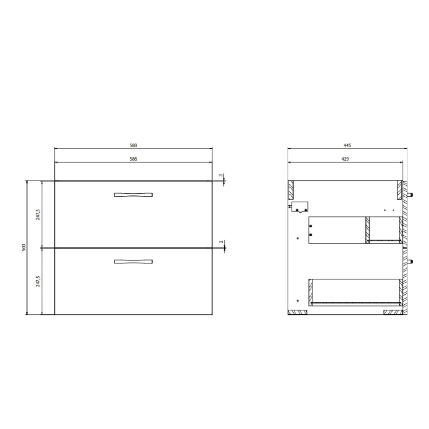 Cersanit S801-309-DSM - Hangend badkamermeubel met wastafel NIKO 60x50x45 cm wit
