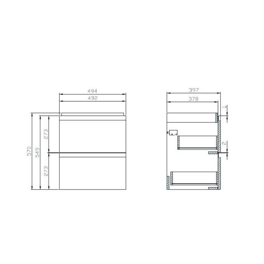 Cersanit S801-312-ECO - Hangend badkamermeubel met wastafel MODUO 50x57x40 cm wit