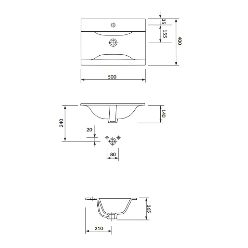 Cersanit S801-456 - Hangend badmeubel met wastafel NIKO 50x40 cm wit