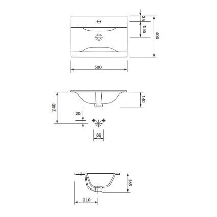 Cersanit S801-456 - Meuble de salle de bains suspendu avec lavabo NIKO 50x40 cm blanc