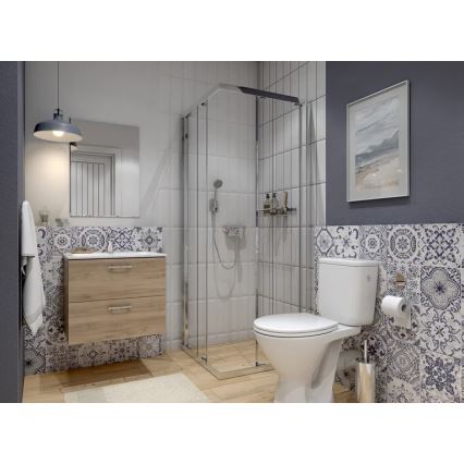 Cersanit S801-539 - Hangend badkamermeubel met wastafel NIKO 80x45 cm walnoot