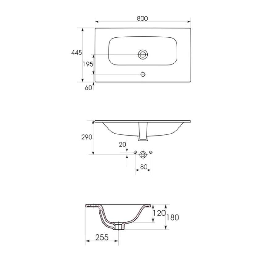Cersanit S801-539 - Meuble-lavabo suspendu NIKO 80x45 cm, finition noyer