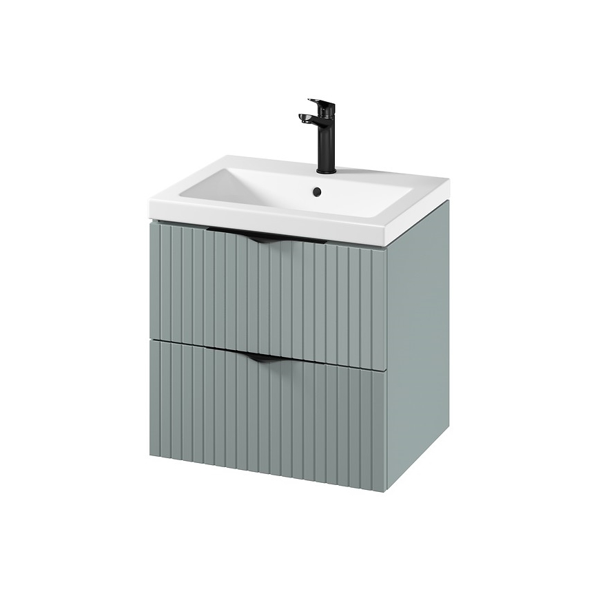 Cersanit S801-544 - Meuble de salle de bains suspendu TIRSO 60x45 cm avec lavabo, coloris menthe