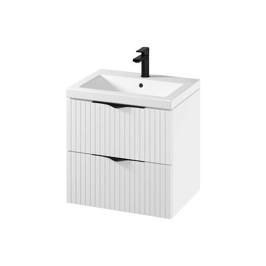 Cersanit S801-545 - Meuble de salle de bains suspendu TIRSO 60 x 45 cm avec lavabo, blanc