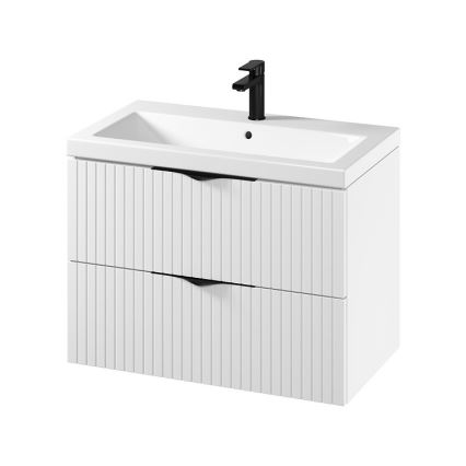 Cersanit S801-547 - Meuble de salle de bains suspendu avec vasque TIRSO 80 x 60 x 45 cm, blanc