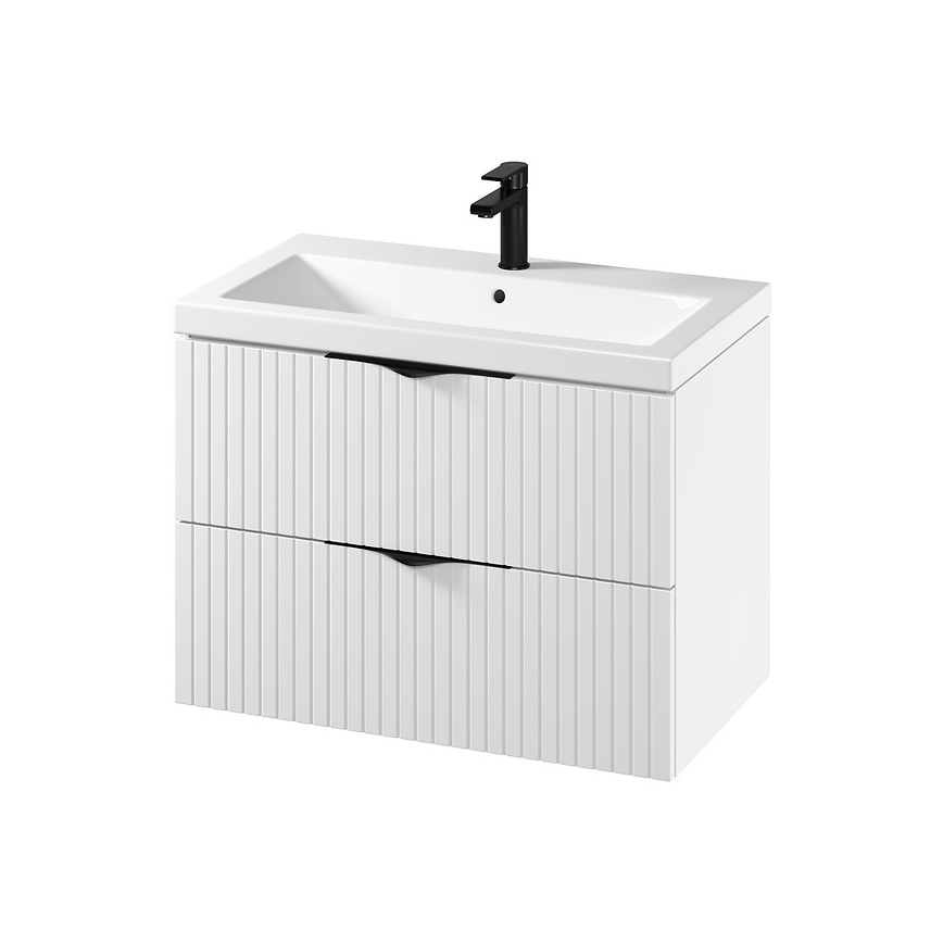 Cersanit S801-547 - Meuble de salle de bains suspendu avec vasque TIRSO 80 x 60 x 45 cm, blanc