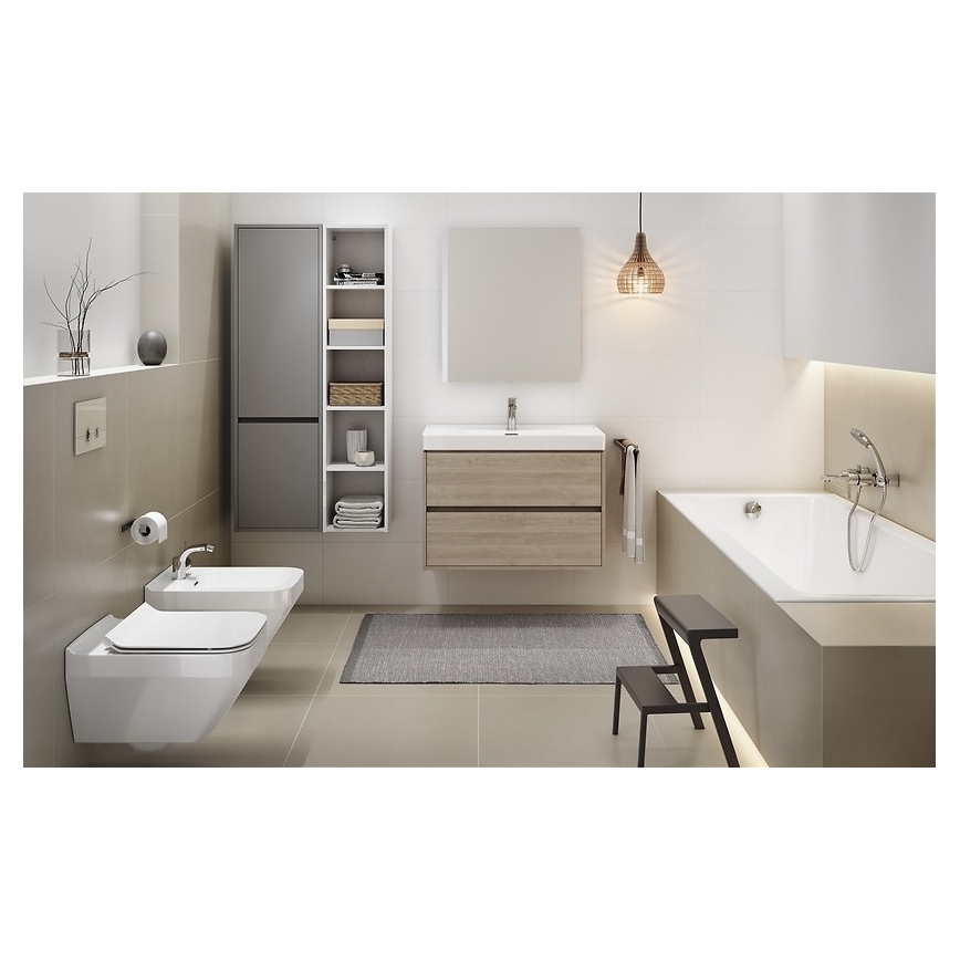 Cersanit S924-008 - Meuble sous-lavabo suspendu CREA 59,4 x 44,7 cm, finition chêne