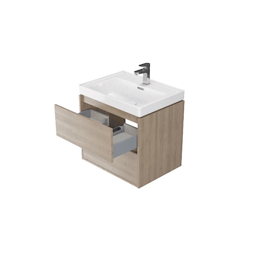 Cersanit S924-008 - Meuble sous-lavabo suspendu CREA 59,4 x 44,7 cm, finition chêne