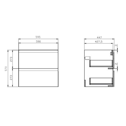 Cersanit S929-010 - Meuble sous-vasque suspendu MODUO 59,5x44,7 cm blanc laqué brillant