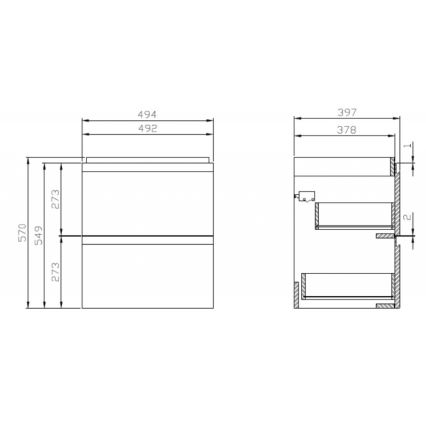 Cersanit S929-012 - Hanging badkamer basin kastje MEDDIE 57x49,4 cm glanzend wit