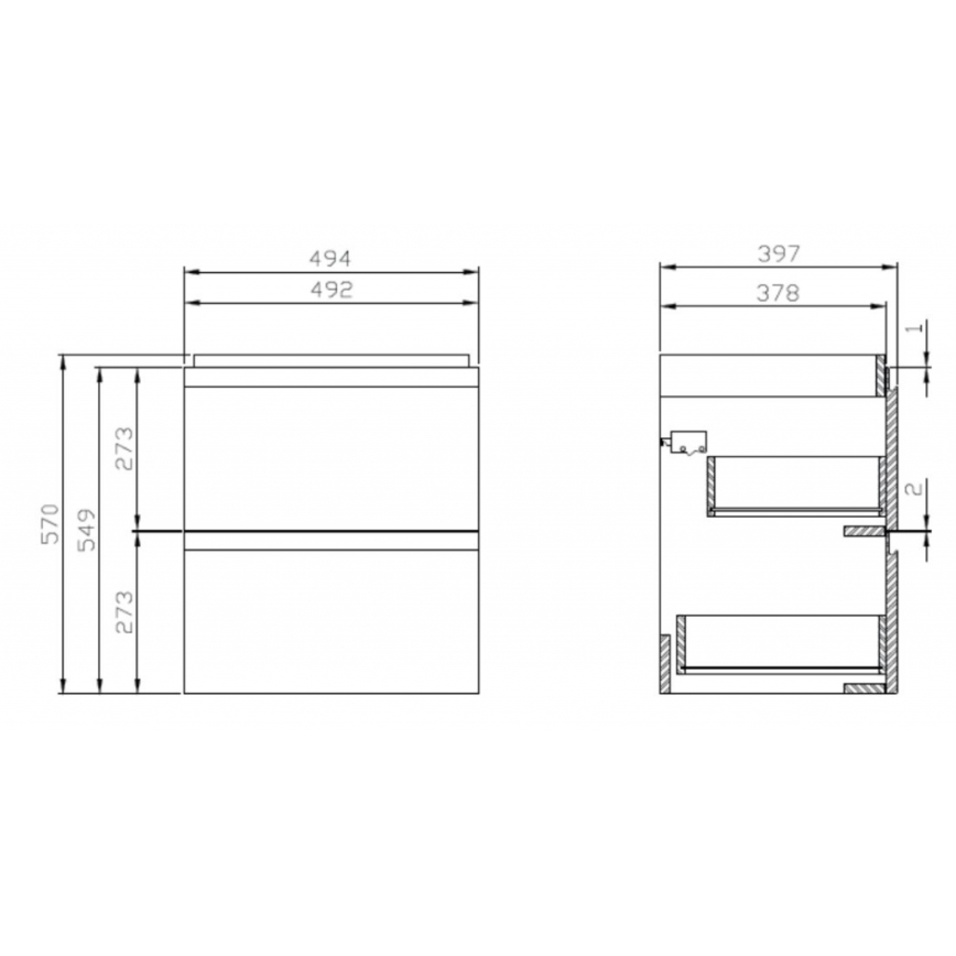 Cersanit S929-012 - Hanging badkamer basin kastje MEDDIE 57x49,4 cm glanzend wit