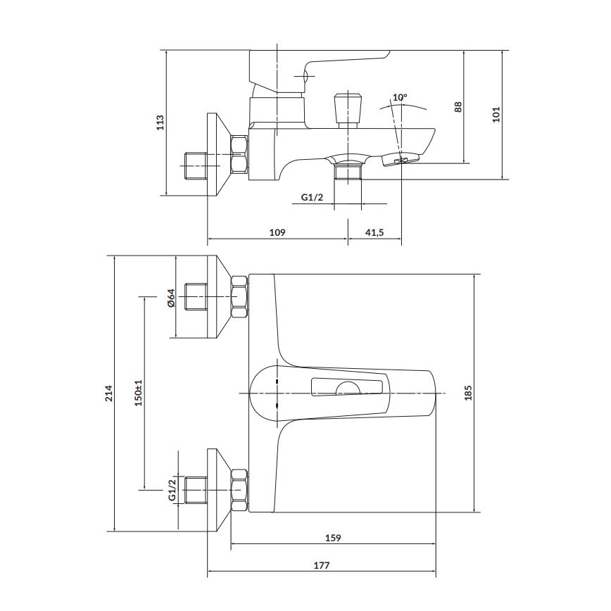 Cersanit S951-009 - Badkraan MILLE zwart/glanzend chroom