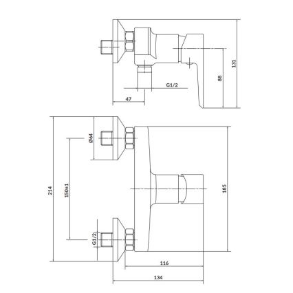 Cersanit S951-033 - Douchekraan MILLE wit/glanzend chroom