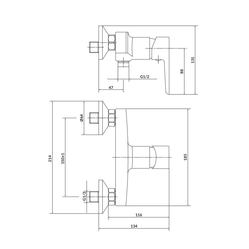 Cersanit S951-033 - Douchekraan MILLE wit/glanzend chroom