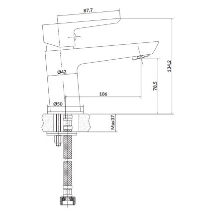 Cersanit S951-045 - Kraan voor wastafel MILLE 13,4 cm glanzend chroom + afval