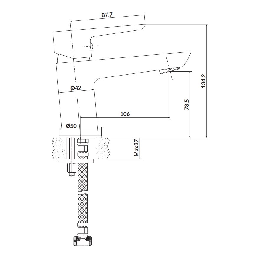 Cersanit S951-045 - Kraan voor wastafel MILLE 13,4 cm glanzend chroom + afval