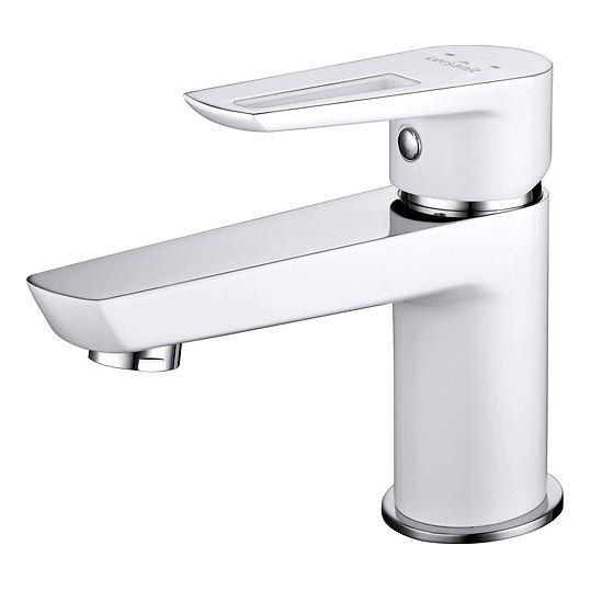 Cersanit S951-047 - Robinet de lavabo MILLE 13,4 cm blanc + bonde