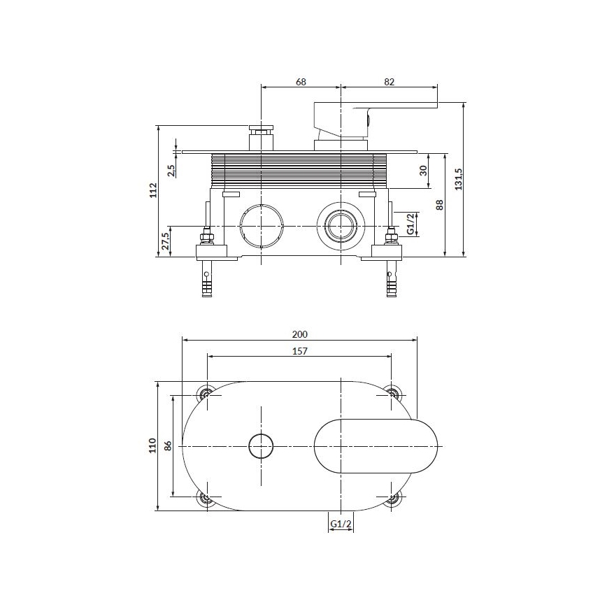 Cersanit S951-305 -Robinet de douche pour une installation encastrée CREA chrome brillant
