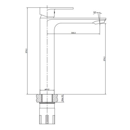 Cersanit S951-329 - Robinet de lavabo CREA 27,4 cm chrome brillant