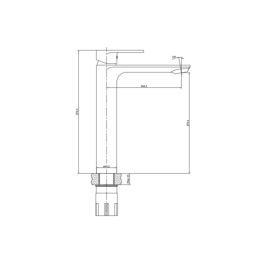 Cersanit S951-329 - Robinet de lavabo CREA 27,4 cm chrome brillant