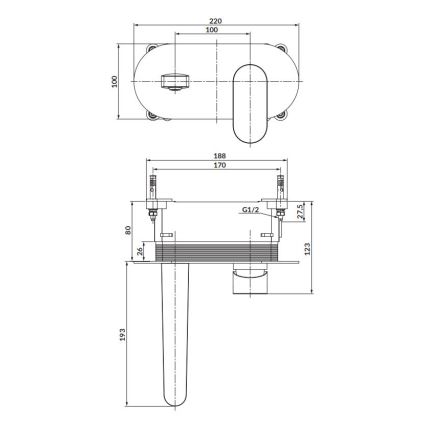 Cersanit S951-333 - Robinet de baignoire pour une installation encastrée CREA noir