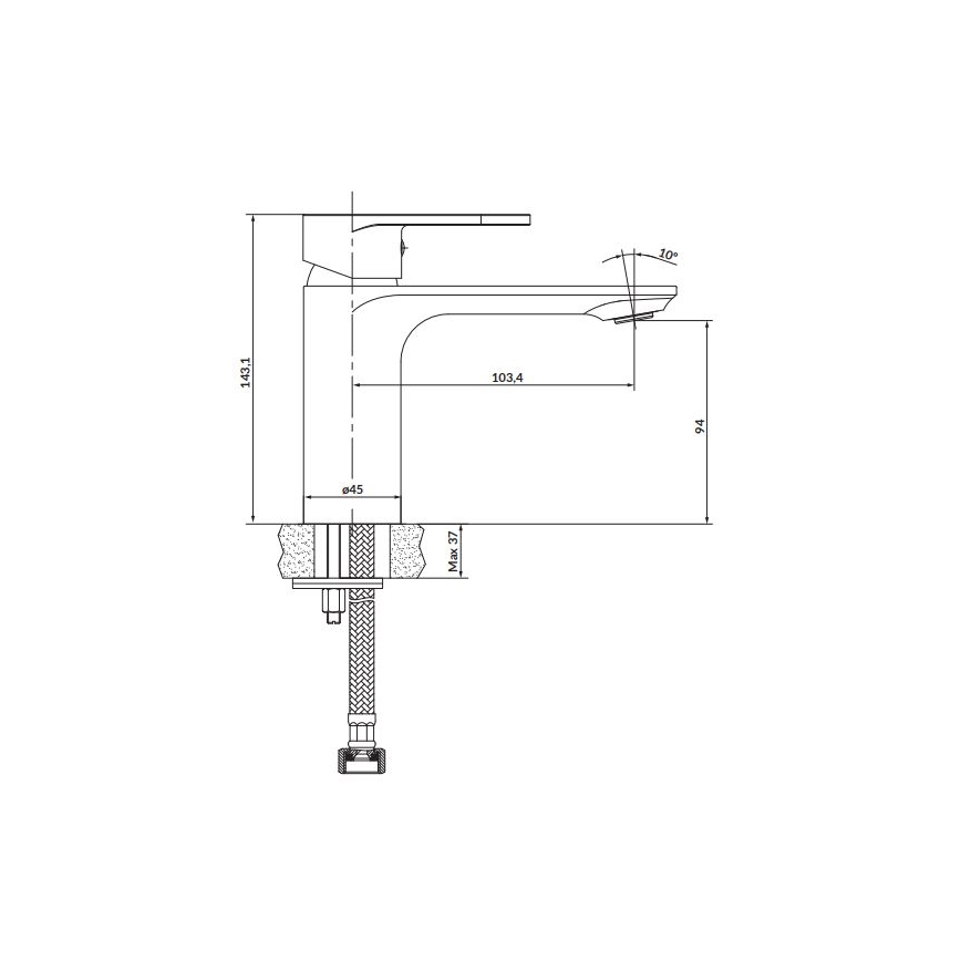 Cersanit S951-334 - Robinet de lavabo CREA 14,3 cm nickel