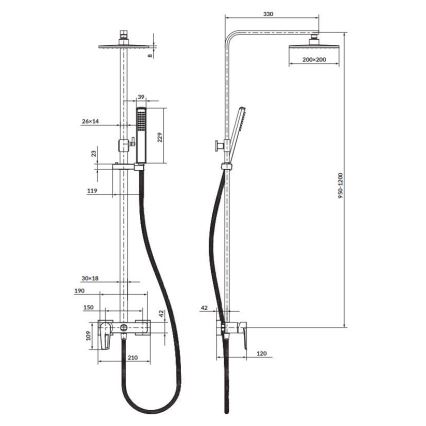 Cersanit S951-339 - Doucheset MILLE glanzend chroom