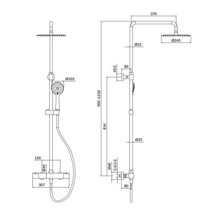 Cersanit S951-340 - Colonnes de douche avec robinet thermostatique CITY chrome brillant