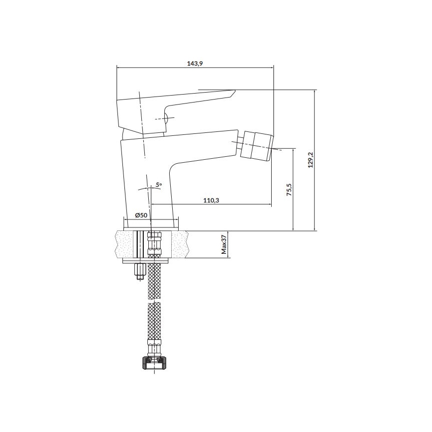Cersanit S951-349 - Bidet kraan MILLE zwart