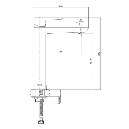 Cersanit S951-356 - Wastafelmengkraan MILLE 27 cm zwart + afvoerplug