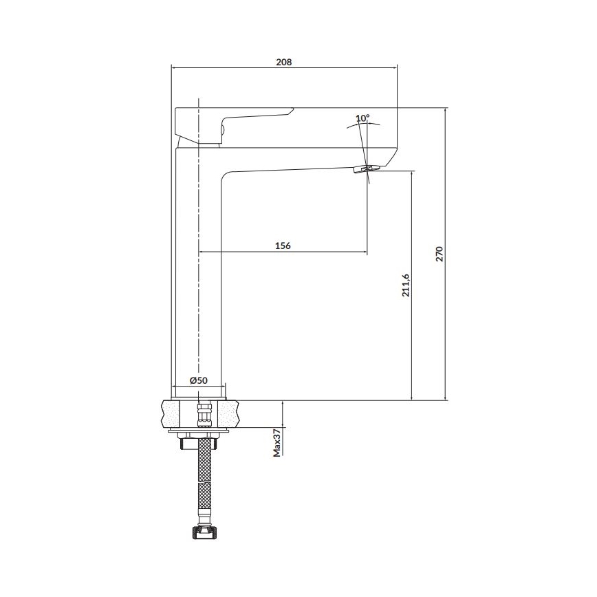 Cersanit S951-356 - Robinet de lavabo MILLE 27 cm noir + bonde