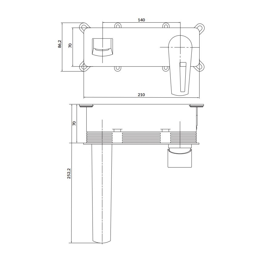 Cersanit S951-357 - Badkraan voor verborgen installatie MILLE glanzend chroom + afval