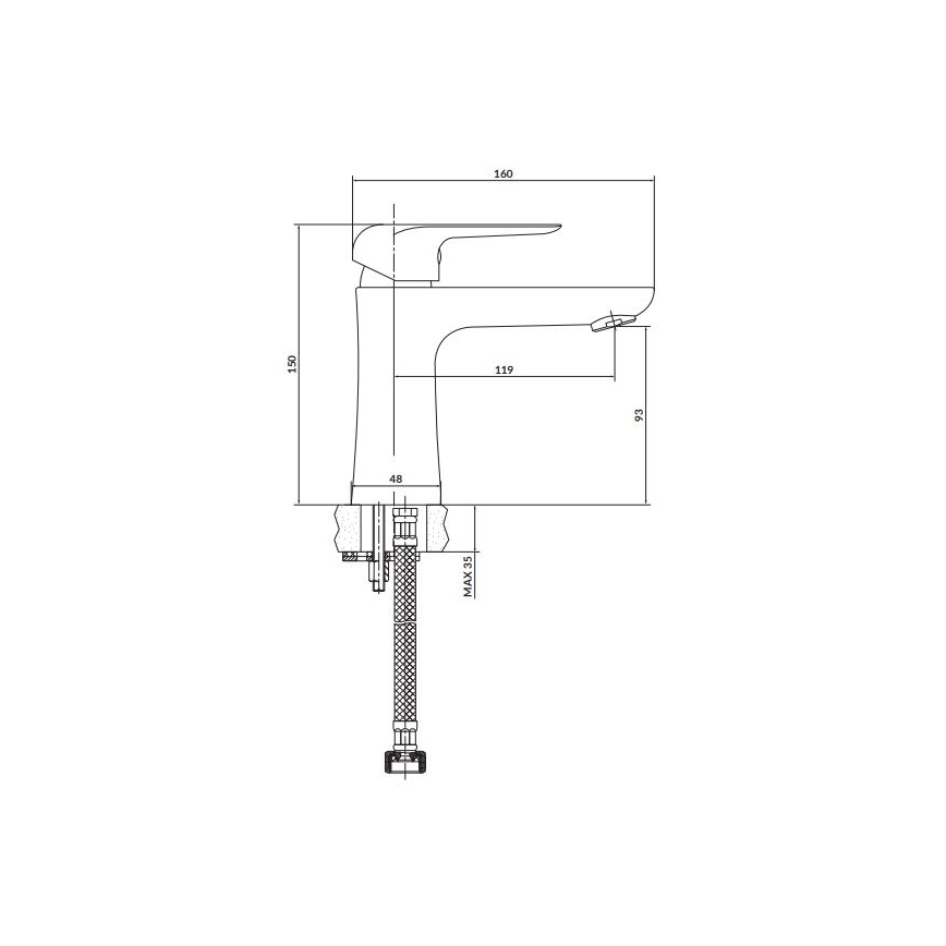Cersanit S951-359 - Robinet de lavabo CITY 15 cm chrome brillant