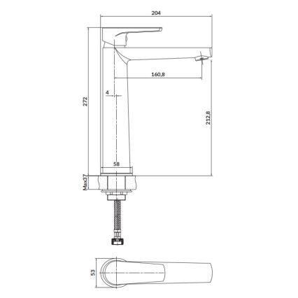Cersanit S951-363 - Kraan voor wastafel MODUO 27,2 cm glanzend chroom