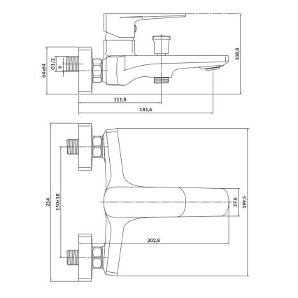 Cersanit S951-376 - Badkraan LARGA zwart