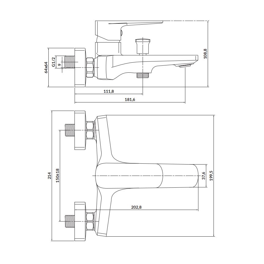 Cersanit S951-376 - Badkraan LARGA zwart