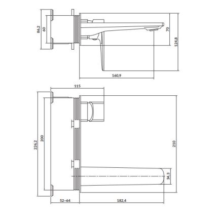 Cersanit S951-385 - Robinet de lavabo pour installation encastrée LARGA noir