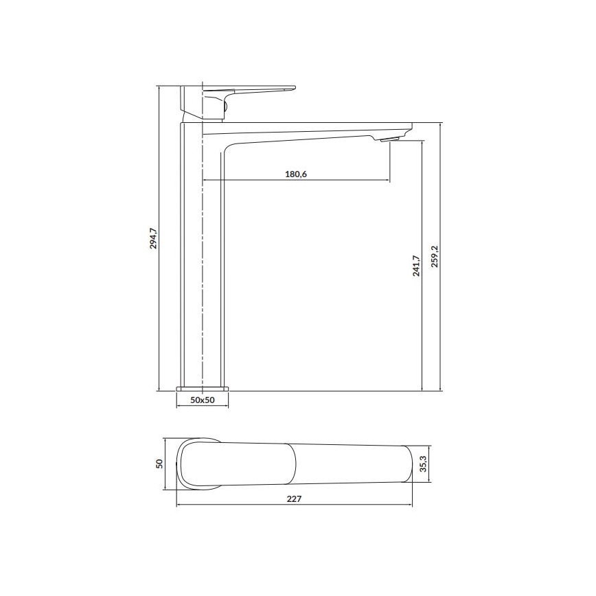 Cersanit S951-391 - Kraan voor wastafel LARGA 29,5 cm zwart